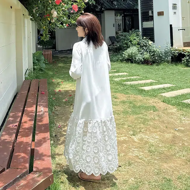 惟友 胖女孩穿搭大码胖女生显瘦长袖连衣裙 胖妹妹女装秋装裙子秋款遮肚子刺绣衬衫裙 女款