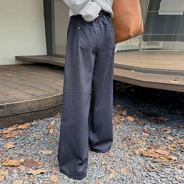 惟友 长裤大码女裤子胖女孩牛仔裤 胖妹妹显瘦女装胖妹子穿搭胖人秋款秋装复古垂感阔腿裤 女款