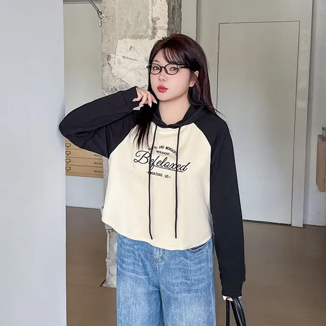 惟友 胖妹妹显瘦女装大码秋装上衣胖女生穿搭胖女孩秋款卫衣 女款 设计感撞色美式复古字母刺绣