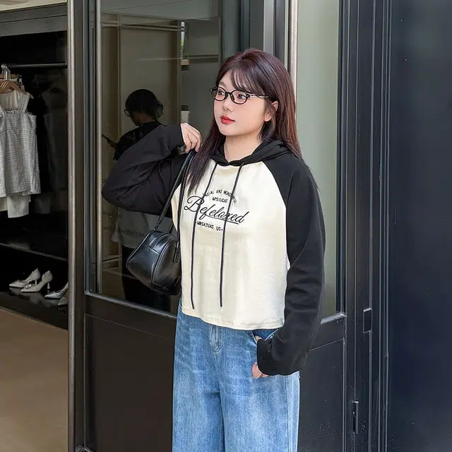惟友 胖妹妹显瘦女装大码秋装上衣胖女生穿搭胖女孩秋款卫衣 女款 设计感撞色美式复古字母刺绣