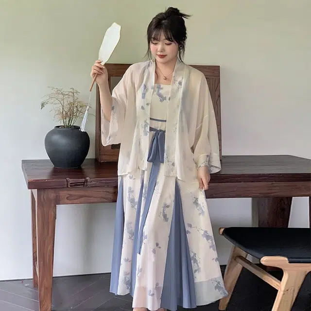 惟友  中国风摇曳生风青春灵动轻盈飘逸胖妹妹显瘦女装大码  汉服套装  女款