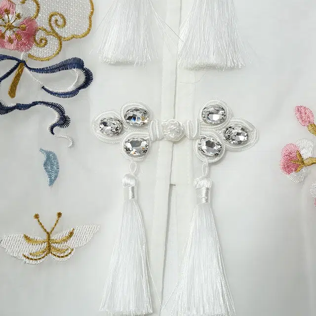 惟友 胖女生穿搭胖女孩胖妹妹显瘦女装国风衬衫 大码秋装秋款氛围感刺绣盘扣亮片小衫 女款