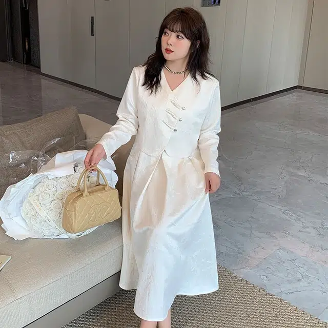 惟友 大码女装胖女生穿搭秋款秋装裙装套装 胖妹妹显瘦胖人 女款 中式改良版吊带裙外套