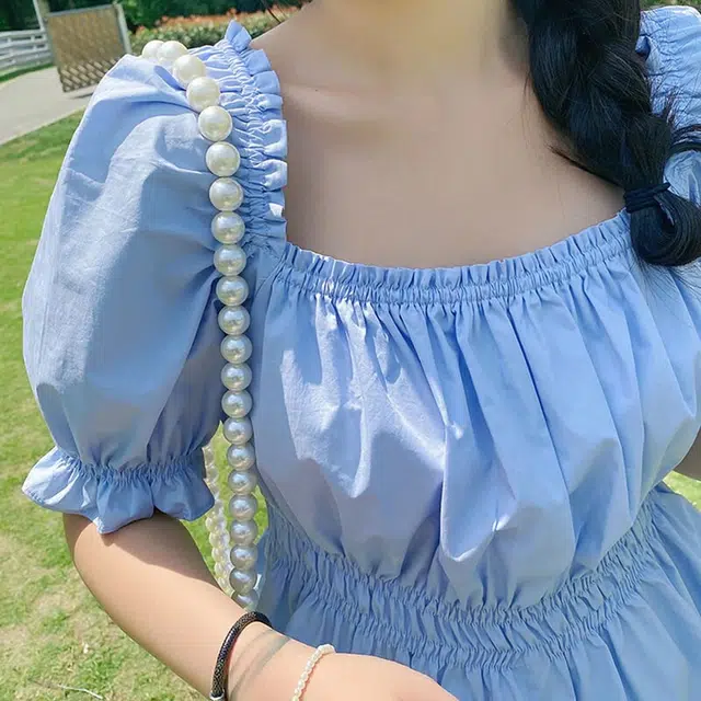 惟友 大码女装上衣时尚性感小衫胖女生穿搭胖女孩一字肩木耳边俏皮衬衫 女款