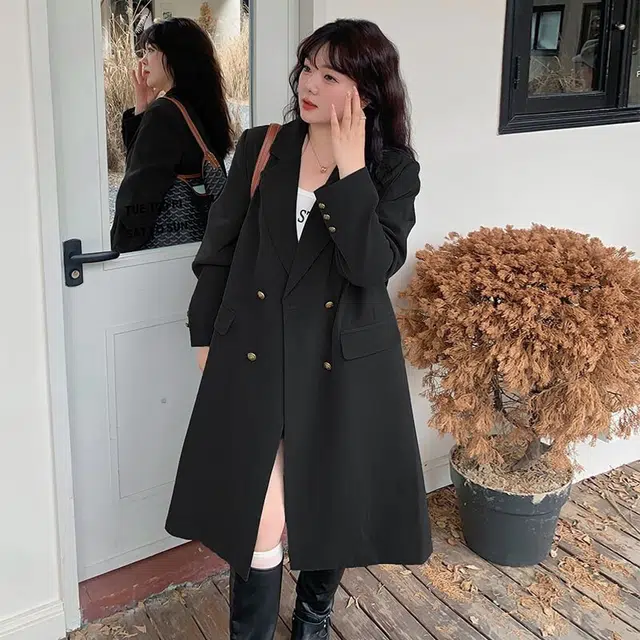 惟友 胖妹妹显瘦女装大码秋装外套风衣 胖女生穿搭胖女孩秋款气质西装 女款