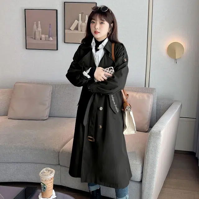 惟友 胖妹妹显瘦女装大码秋装外套刺绣风衣 胖女生穿搭胖女孩春秋款 女款