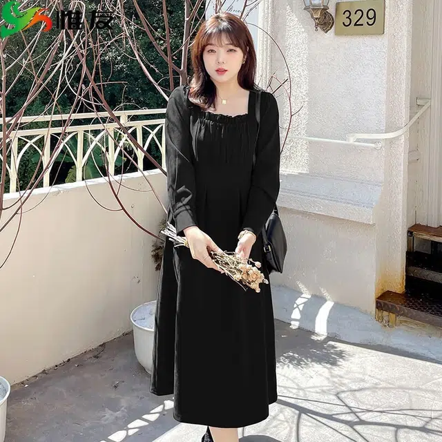 惟友 胖女孩穿搭大码胖女生显瘦长袖连衣裙 女款