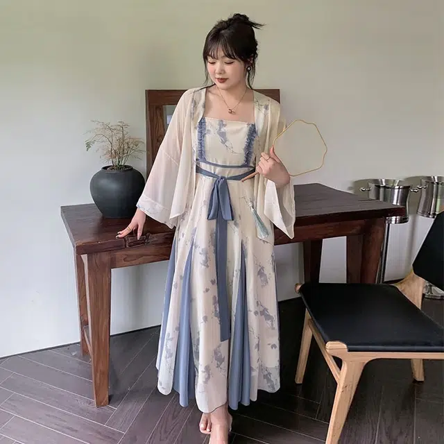 惟友  中国风摇曳生风青春灵动轻盈飘逸胖妹妹显瘦女装大码  汉服套装  女款