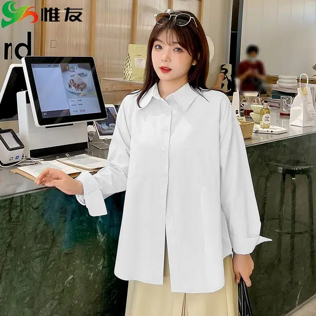 惟友 大码女装上衣秋款秋装胖妹妹显瘦胖女生穿搭胖女孩通勤风气质简约衬衫 女款