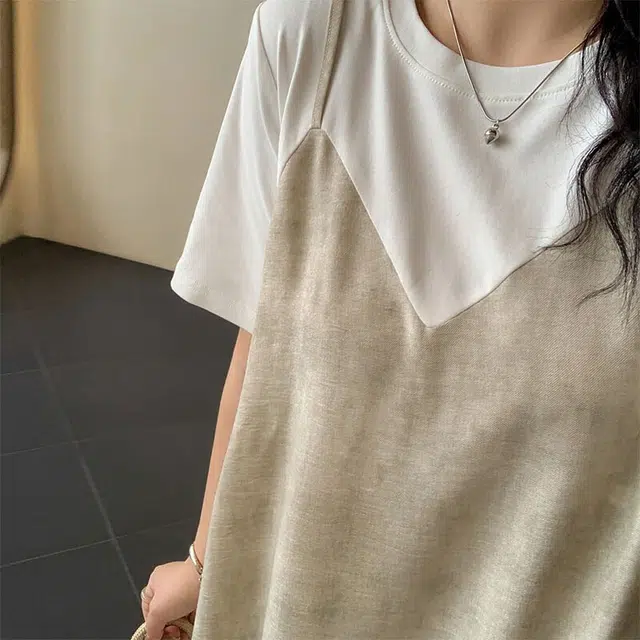 惟友 胖妹妹显瘦女装大码胖女生连衣裙夏季胖女孩穿搭裙子鱼尾裙 女款 设计感假两件休闲风