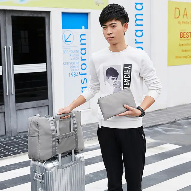 旅行大师 短途出行出差时尚大容量便携折叠 涤纶 收纳包手提包单肩包旅行包 大号 男女同款情侣款 粉色