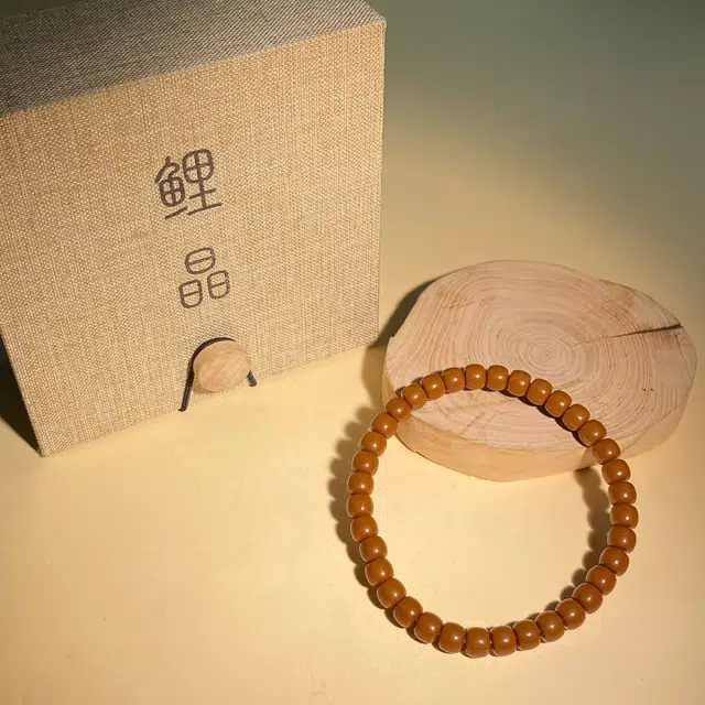 鲤晶 复古国潮风 直切桶珠单圈 琉璃 玉石手串 男女同款情侣款