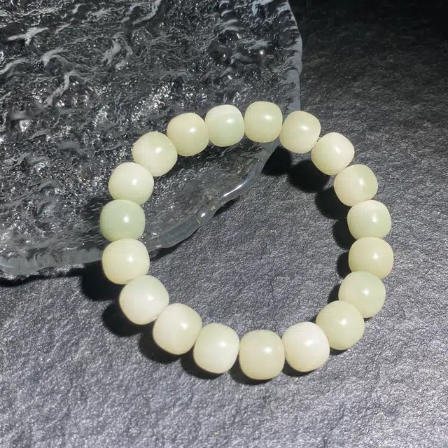 鲤晶 青玉色 绕指柔 素串 单圈 国潮文玩 白玉菩提 菩提类手串 男女同款情侣款