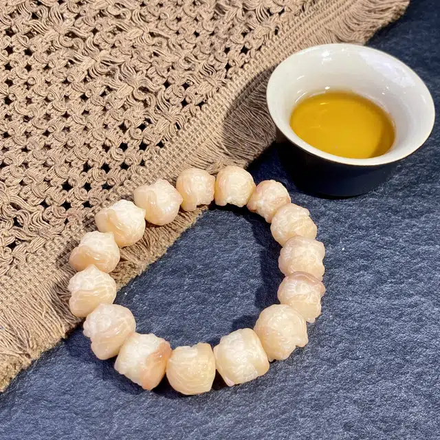 鲤晶 国潮纳福招财大醒狮 紫罗兰粉色 白玉菩提 菩提类手串 男女同款情侣款