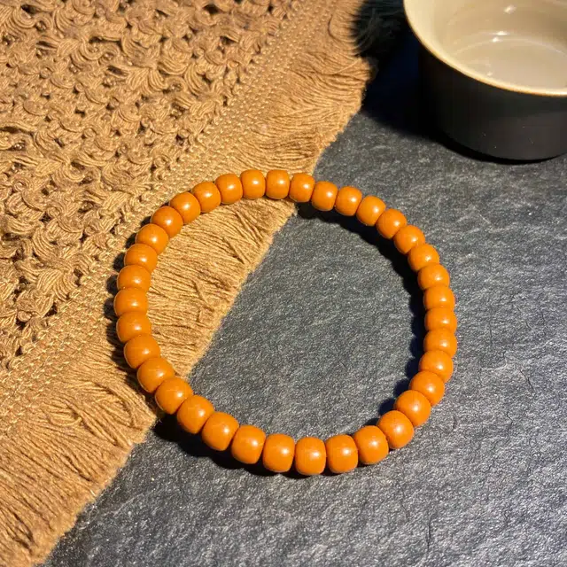 鲤晶 复古国潮风 直切桶珠单圈 琉璃 玉石手串 男女同款情侣款