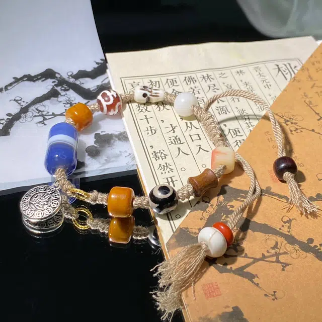 鲤晶 新国风采云归 文艺民族风 多宝文玩天珠 三眼天珠 玉石手链 男女同款情侣款 琉璃