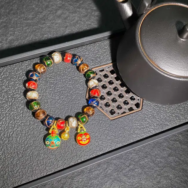 鲤晶 十全十美 多宝吞金兽 招财纳福轻奢国潮 琉璃 玉石手串 男女同款情侣款