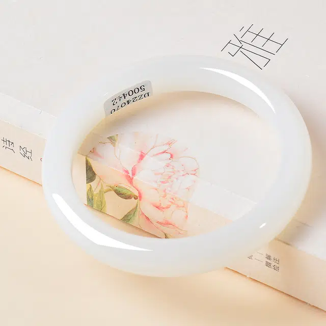 世存 新中式羊脂白大圈口宽带 和田玉 手镯 女款 白玉
