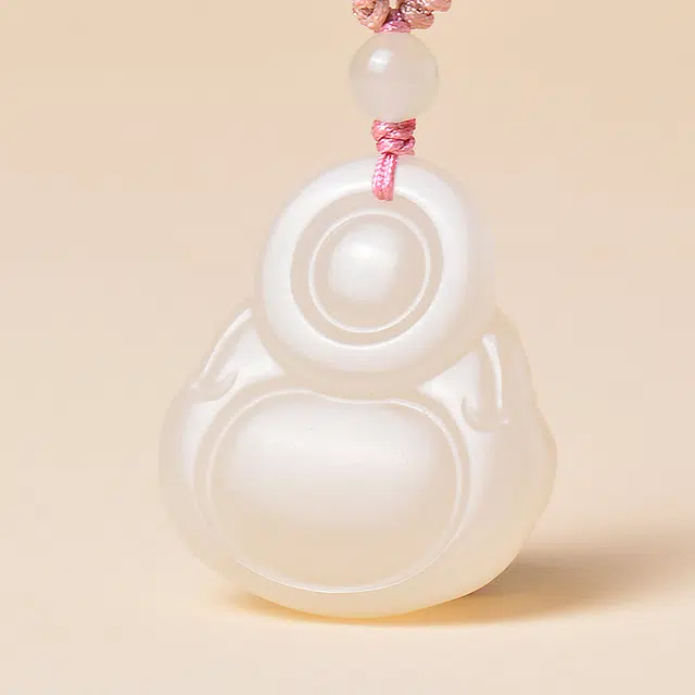 世存 新中式小众设计笑面佛公 和田玉 项链 女款 藕粉