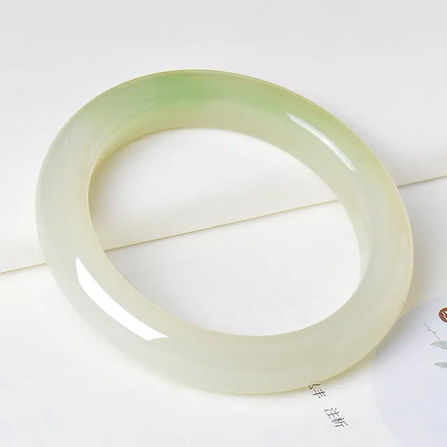 世存 圈口 和田玉 手镯 女款 翠青玉