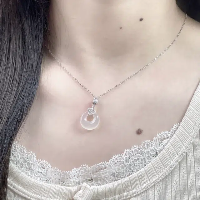 陌阡雪 福蛇环绕灵蛇平安扣 守扣 时尚 新中式国潮小众设计#好运天然 玉髓 项链 女款