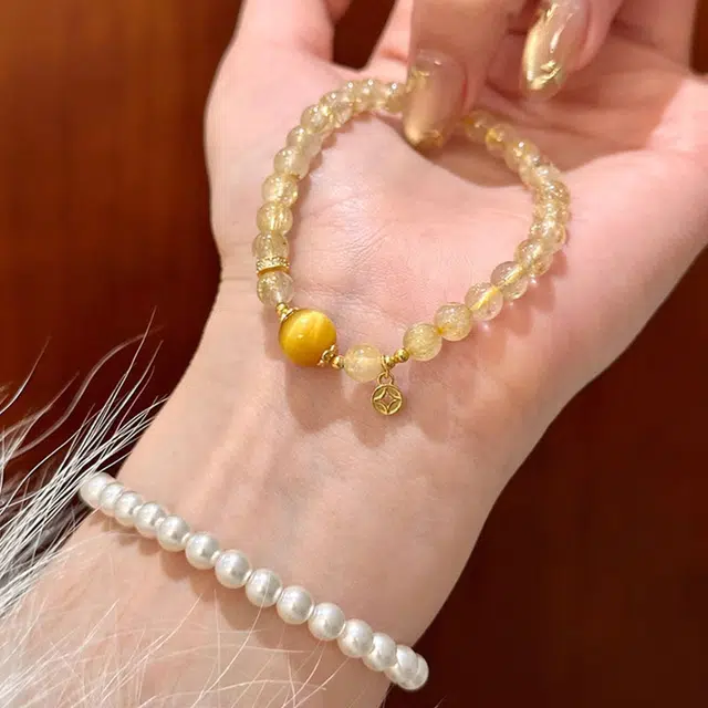 陌阡雪 招财进宝 金光闪耀 四季发财 财源广进 八方来财 时来运转#好运天然 金发晶 手串 女款