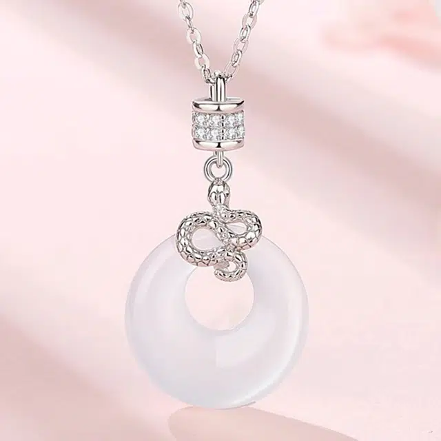 陌阡雪 福蛇环绕灵蛇平安扣 守扣 时尚 新中式国潮小众设计#好运天然 玉髓 项链 女款