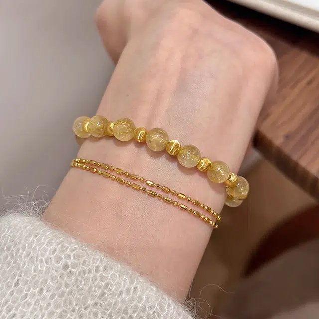 陌阡雪 招财聚宝  新中式小众设计  百搭经典#好运天然 金发晶 手串 女款