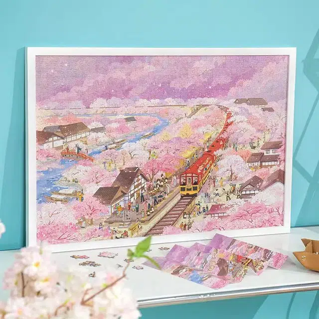 猫的天空之城 画框式拼图框 实木简约框 含胶水 拼图