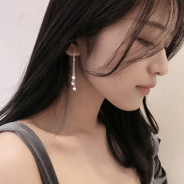 觅宿 五角星 幸运星  一闪一闪亮晶晶 星星 流苏  精致 气质  时尚 铂金 耳环 女款