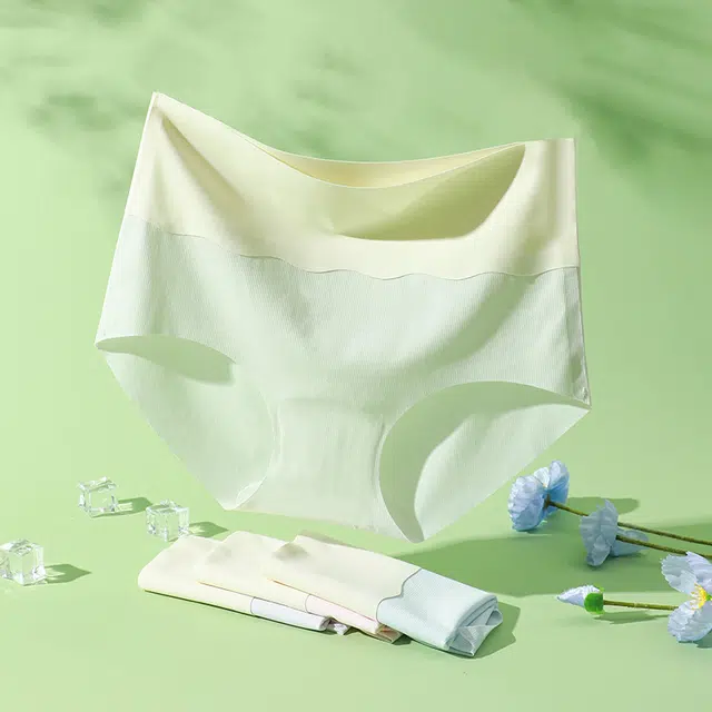 浪莎 撞色冰丝全棉抗菌裆舒适无痕三角裤高腰透气轻薄少女内裤 女款 组合装