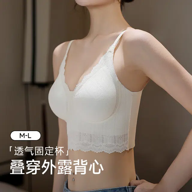 浪莎 小胸聚拢提拉无痕裸感运动背心外扩矫正调整型收副乳防下垂聚拢文胸大胸显小无钢圈美背塑身型内衣 女款 礼袋装