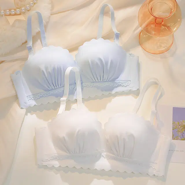 浪莎 少女色无肩带文胸贴合透气无痕舒适防滑遮副乳美背聚拢薄款防滑内衣裤套装 女款