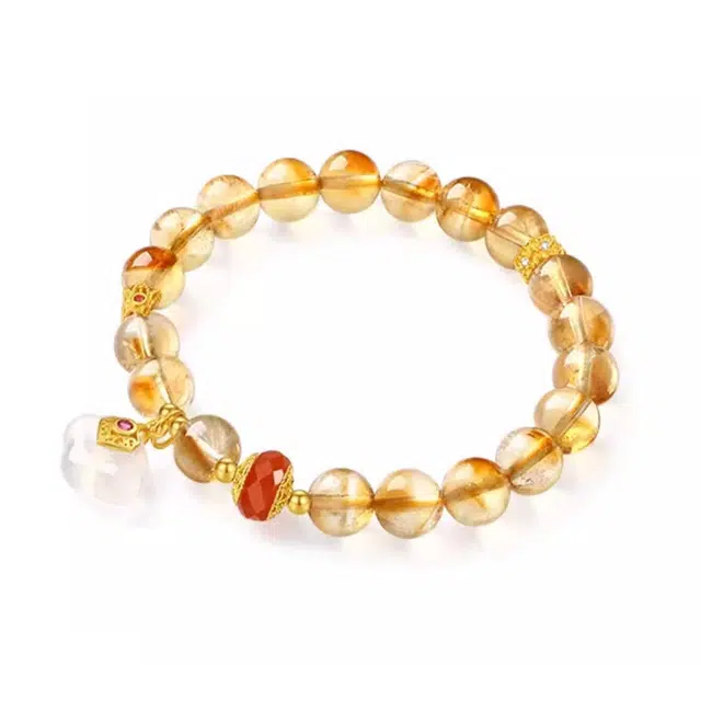 六桂福珠宝 祥云如意  招财转运财富新中式小众设计高能量手饰#好运天然 黄水晶 手串 男女同款情侣款