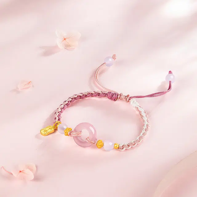 六桂福珠宝 桃之妖妖 新中式国潮复古平安喜乐 精致轻奢高级感本命年开运天然 玛瑙 手绳 女款