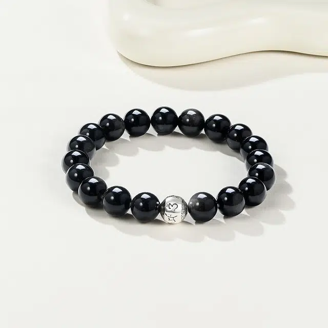 六桂福珠宝 玄珠梵星  新中式国潮新中式复古 时尚百搭霸气天然 黑曜石 手串 男女同款情侣款