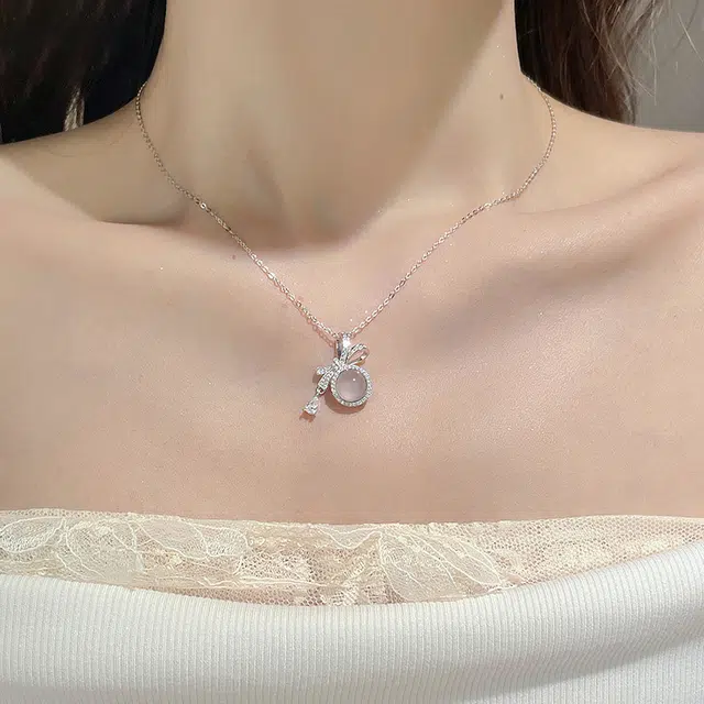 希缘 蝴蝶结 新中式轻奢小众设计高级感 简约时尚百搭可调节锁骨链#好运 玉髓 项链 女款