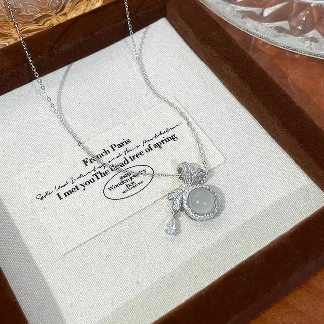 希缘 蝴蝶结 新中式轻奢小众设计高级感 简约时尚百搭可调节锁骨链#好运 玉髓 项链 女款