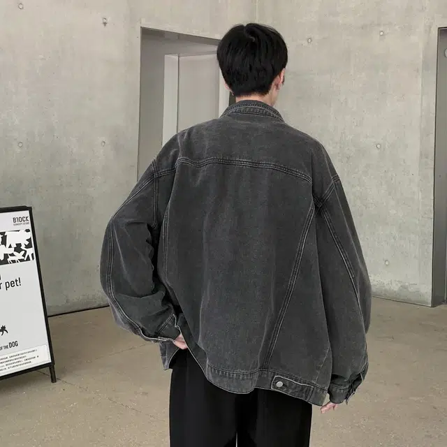虫小绿 美式复古水洗做旧宽松休闲翻领百搭牛仔外套 男女同款