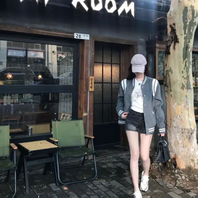悍戈 美式复古时尚潮流拼接纽扣撞色毛呢开衫与棒球服外套夹克 男女同款
