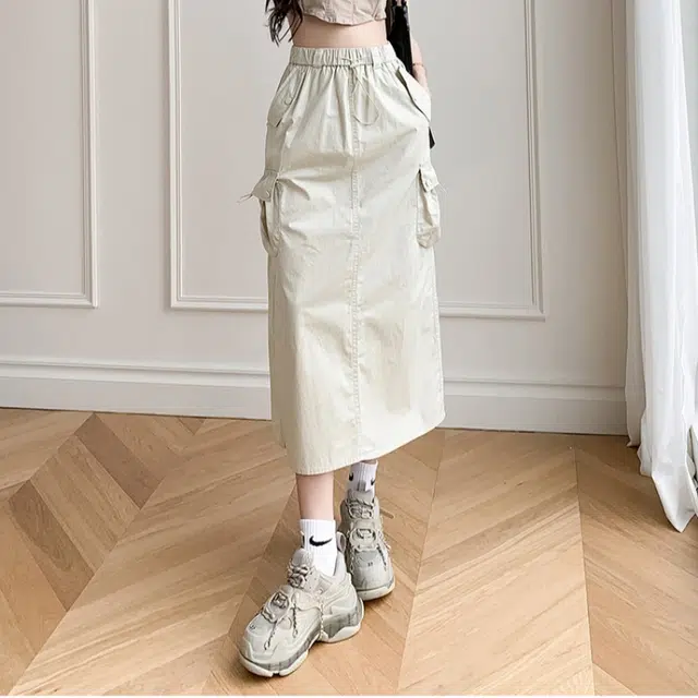 欧阳喜 高街半身裙气质纯色通勤休闲长裙 女款