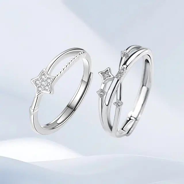 希遇 流隙粉钻爱心轻奢小众设计百搭高级感甜美学生食指指环开口可调节礼盒款好运 合金 戒指 男女同款情侣款