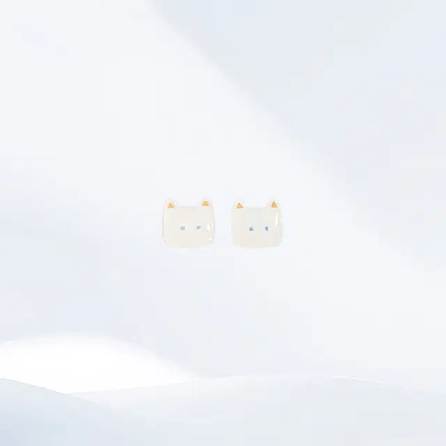 希遇 快乐小猫 国潮轻奢 时尚精致简约风 可爱少女 小众设计日常百搭 #好运 高级质感优雅 合金 耳钉 女款