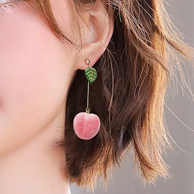 希遇 水蜜桃长款耳坠 小众设计轻奢高级感耳饰品 合金 耳钉 女款