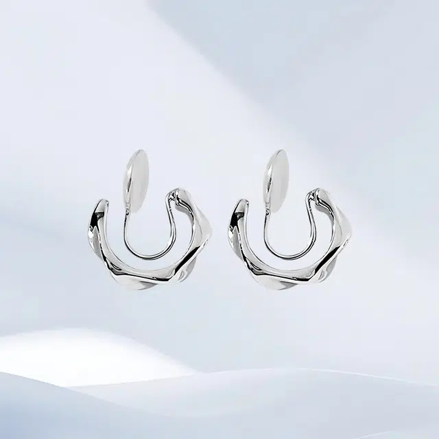 希遇 不规则素圈莫比乌斯 百搭个性耳环冷淡风高级感精致耳饰轻奢设计感小众 合金 耳夹 女款