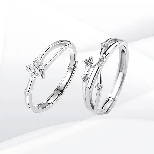 希遇 流隙粉钻爱心轻奢小众设计百搭高级感甜美学生食指指环开口可调节礼盒款好运 合金 戒指 男女同款情侣款