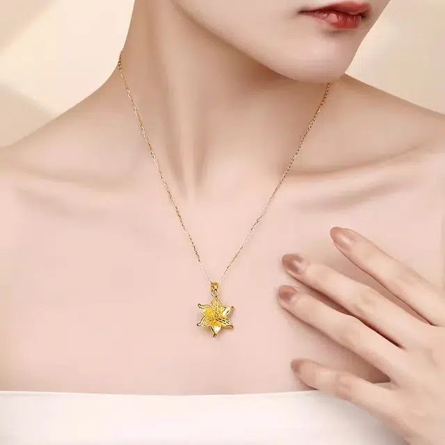 吉盟 新中式国潮风简约百搭轻奢雅韵古典花朵 足金 一口价 项链 女款