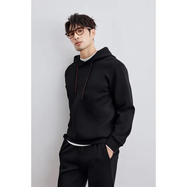 圣赫 纯色连帽套头长袖卫衣 男款