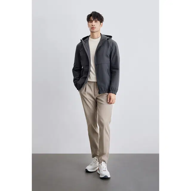 圣赫 纯色防泼水防风连帽夹克外套 男款 灰蓝色