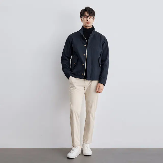 圣赫 纯色磨毛立领夹克外套 男款